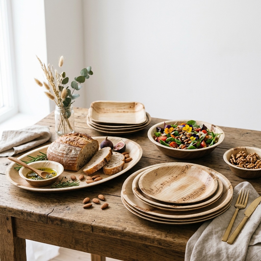 Pressed palm leaf plates